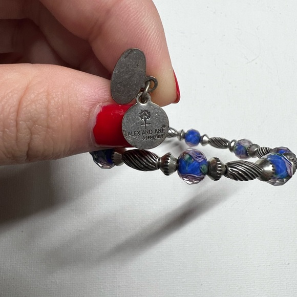 Alex and Ani Vintage 66 blue & silver wrap bracelet - Picture 4 of 6